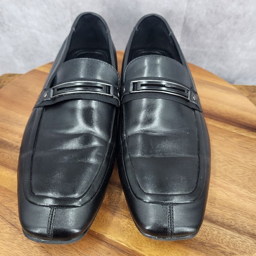 Marc Anthony Loafers Mens 11 M Black Faux Leather Horse Bit Slip On Shoes - Picture 4 of 13