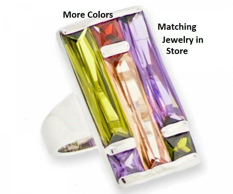 Anillo de circonita cúbica oro blanco multi vitral cristal swarovski bisel piedra 5 Nuevo Foto 2 de 4