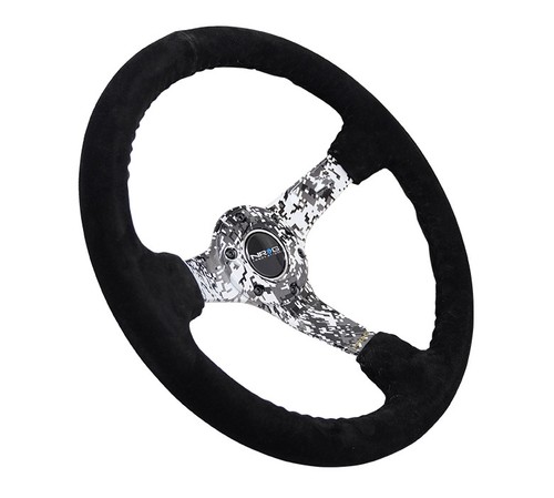 NEW NRG Deep Dish Steering Wheel 350mm Black Suede Black Stitching RST-036DC-S - Picture 2 of 4