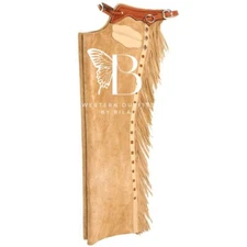 Western leather chap Men| Brown Fringe chap Rodeo chap Cowboy Suede leather Pant