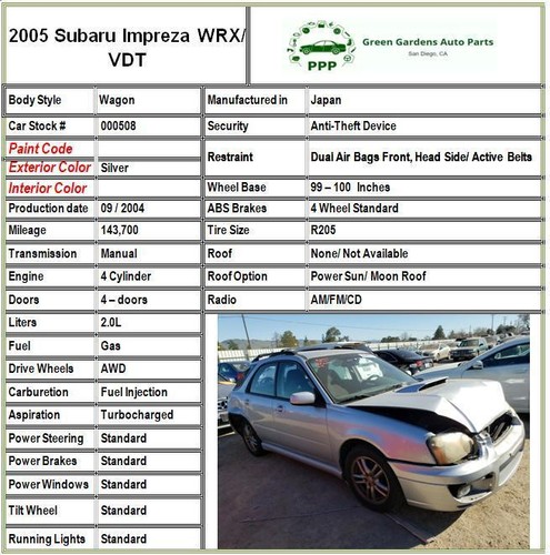 2005 SUBARU IMPREZA Brake Master Cylinder with Fluid Bottle Reservoir OEM M - Picture 6 of 6