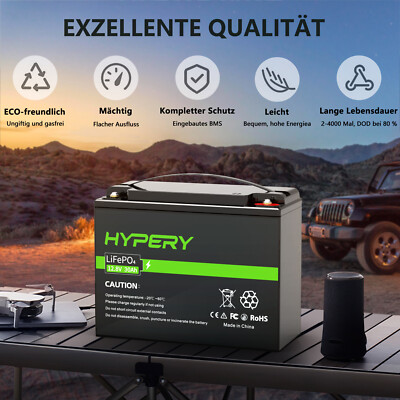 12V 30Ah Lithium Batterie LiFePO4 Akku mit BMS Wohnmobil Solarbatterie Boot RV
