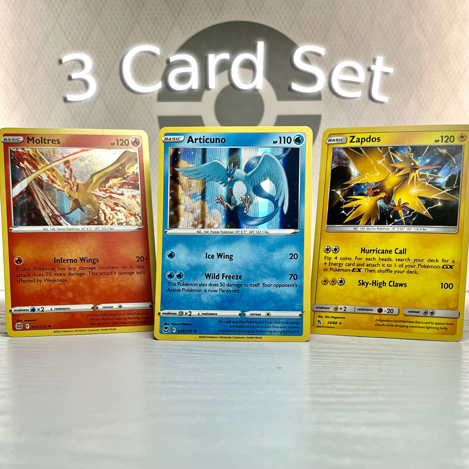 Pokemon TCG Estampas Ilustradas 3 Latas Articuno Zapdos Moltres De