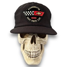 Vintage Corvette Black Hat Snapback Velvet Patch 1986 Indy Pace Car Adjustable
