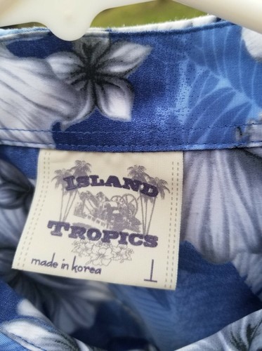 Men's Hawaiian L/XL Shirt Hibiscus Casual Easy Care Pack Vacation Travel Comfort - Picture 3 of 6