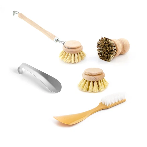 Reise-Schuhputz-Set mit Bürsten und Edelstahl-Schuhanzieher ideal für unterwegs