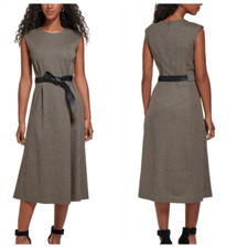 Calvin Klein Dress Womens Size 6 tweed lurax Sheath Ponte midi belted sparkly