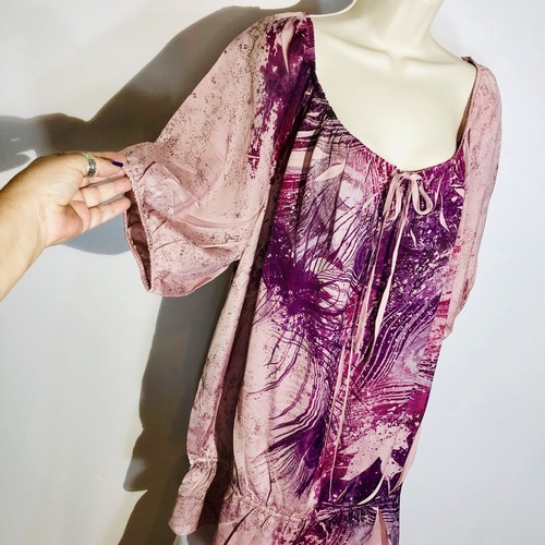 Top blusa donna Beverly Drive taglia 16/18 mondiali rosa pavone nuda viola buco della serratura - Foto 2 di 11