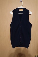 1960s Vintage Jantzen Sweater-Vest Mens Buttons; Navy Blue; Sz M; Acrylic; USA