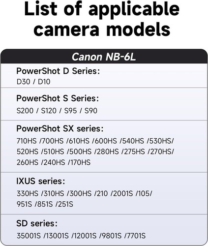 4er Pack NB-6L Akku für Canon PowerShot SX530 HS, SX540 HS, SX610 HS, SX710 HS - Bild 7 von 8