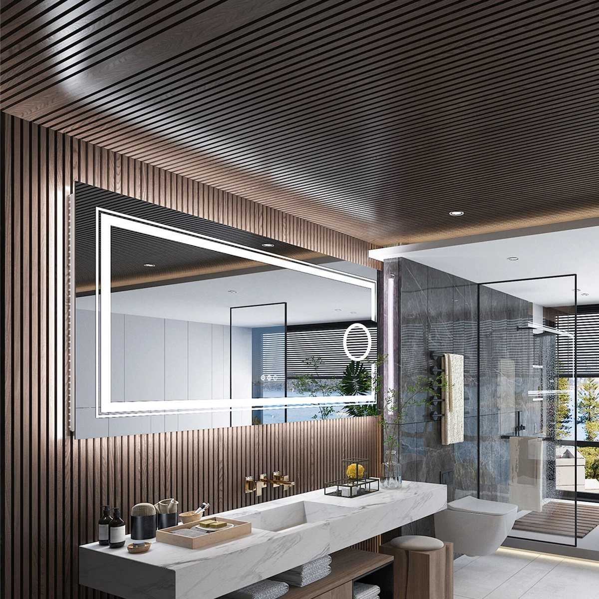 Large light up bathroom mirror outlet