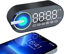 Wireless Bluetooth Speaker Alarm Clock RGB Light LED Mirror Digital Clock Radio
