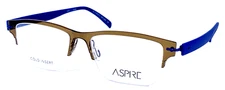 ASPIRE NOS Brown Crystal/Navy Blue Half Rimless Eyeglasses Frame 52-17-145