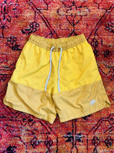 Nike Woven Flow Shorts Gold Yellow Colorblock Mesh Lined Men's Medium