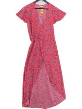Dancing Leopard Wrap Maxi Dress M in Pink