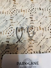 Park Lane WISHBONE Silver-tone Earrings 1” Long Preowned Worn Once