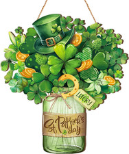 St. Patrick'S Day Decorations Lucky Shamrock Welcome Wooden Door Hanging Sign