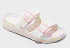 Cat Jack Kids' Noa Footbed Sandals multicolor tie-dye pattern- Size 5