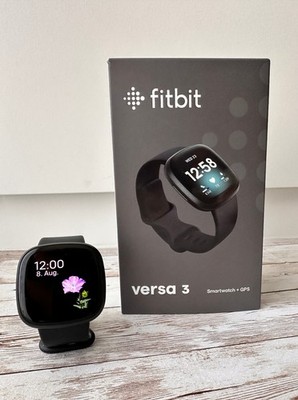 Fitbit Versa 3 40mm Aluminiumgehäuse mit Silikonarmband in Schwarz