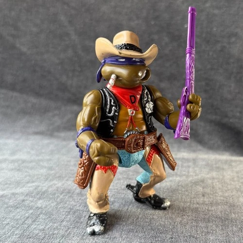 1992 TMNT CRAZY COWBOY DON Vintage Wacky Wild West Figure 2 accessories