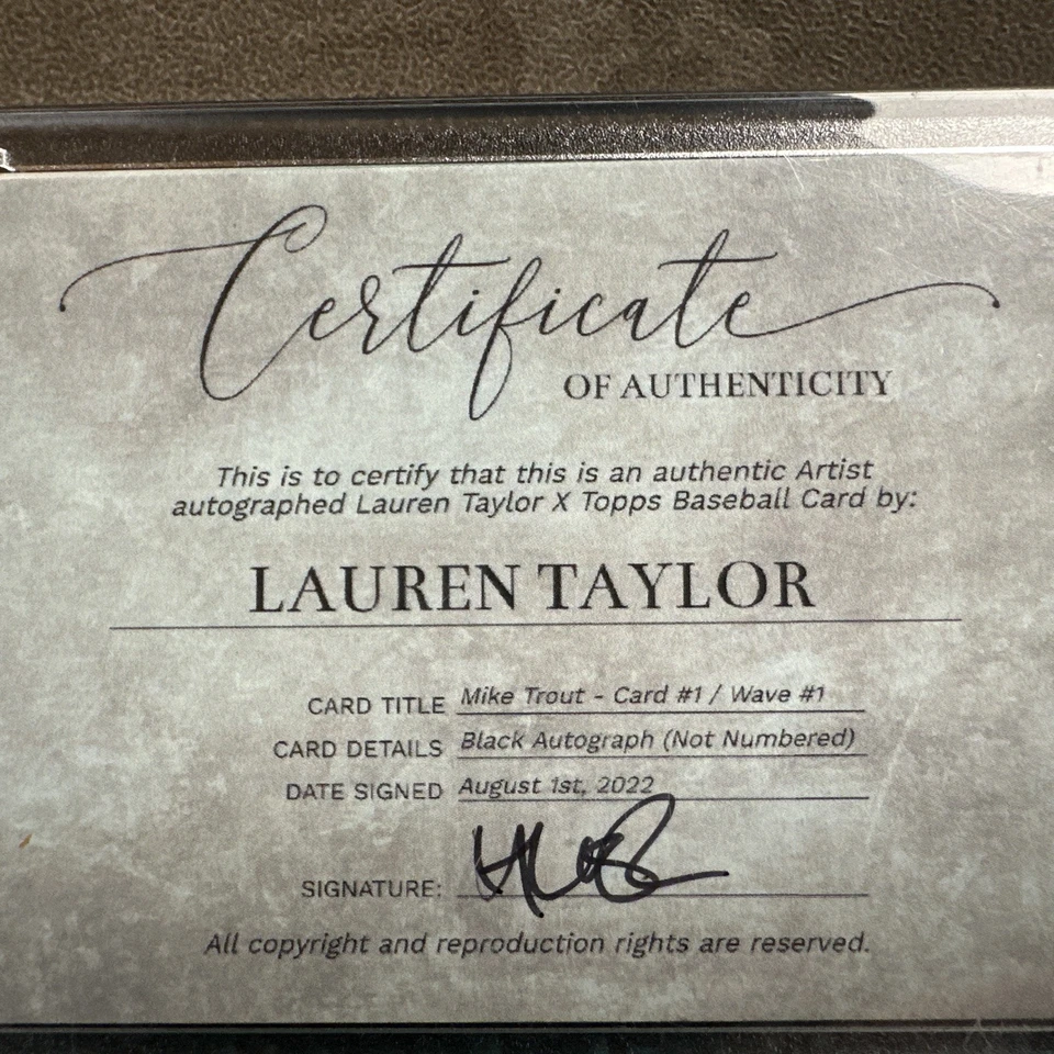 2022 Topps x Lauren Taylor #1 Mike Trout - Los Angeles Angels Artist Autograph  - Image 2 of 3
