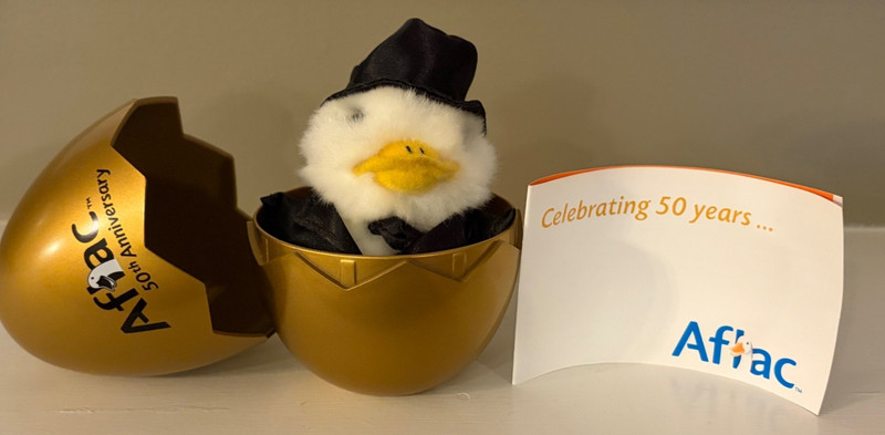 NEW AFLAC 50 Year Anniversary Employee Only Egg Bank & Keychain Duck SUPER RARE!
