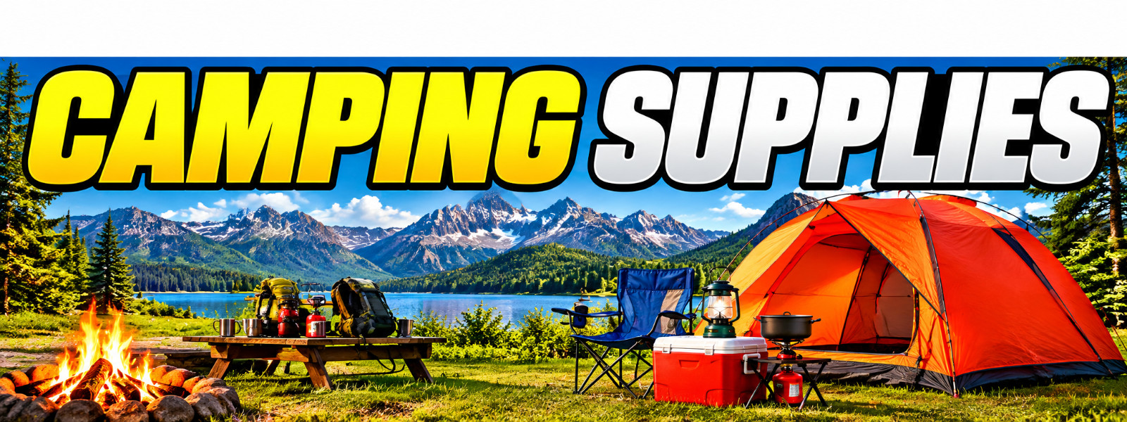 3ft x 8ft CAMPING SUPPLIES Banner FREE SHIPPING (CAN BE PERSONALIZED)
