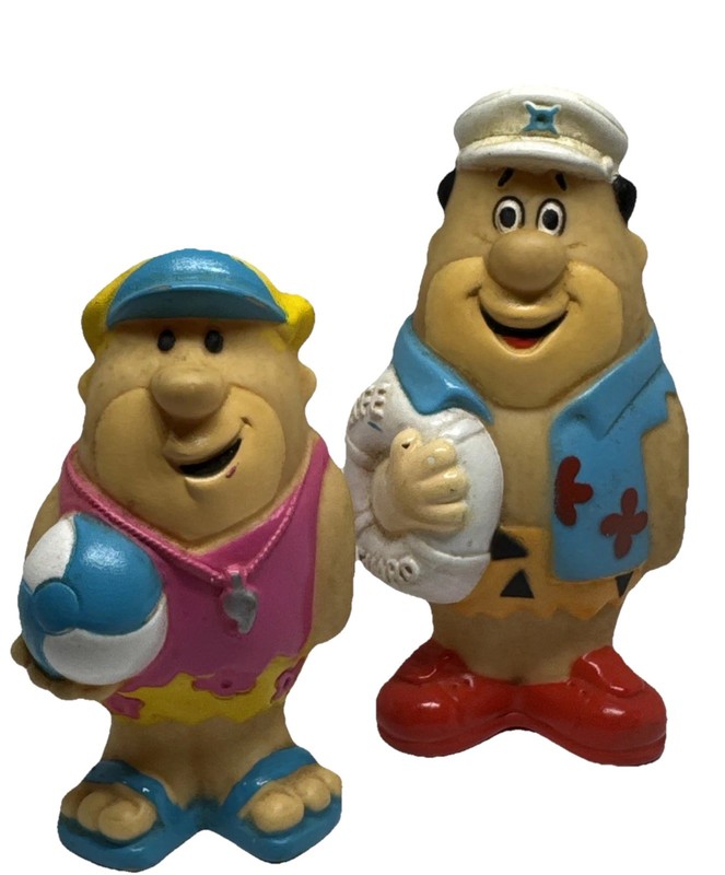 Vintage Fred Flintstone & Barney Rubble | Summer Rubber Cartoon Water Toys SET