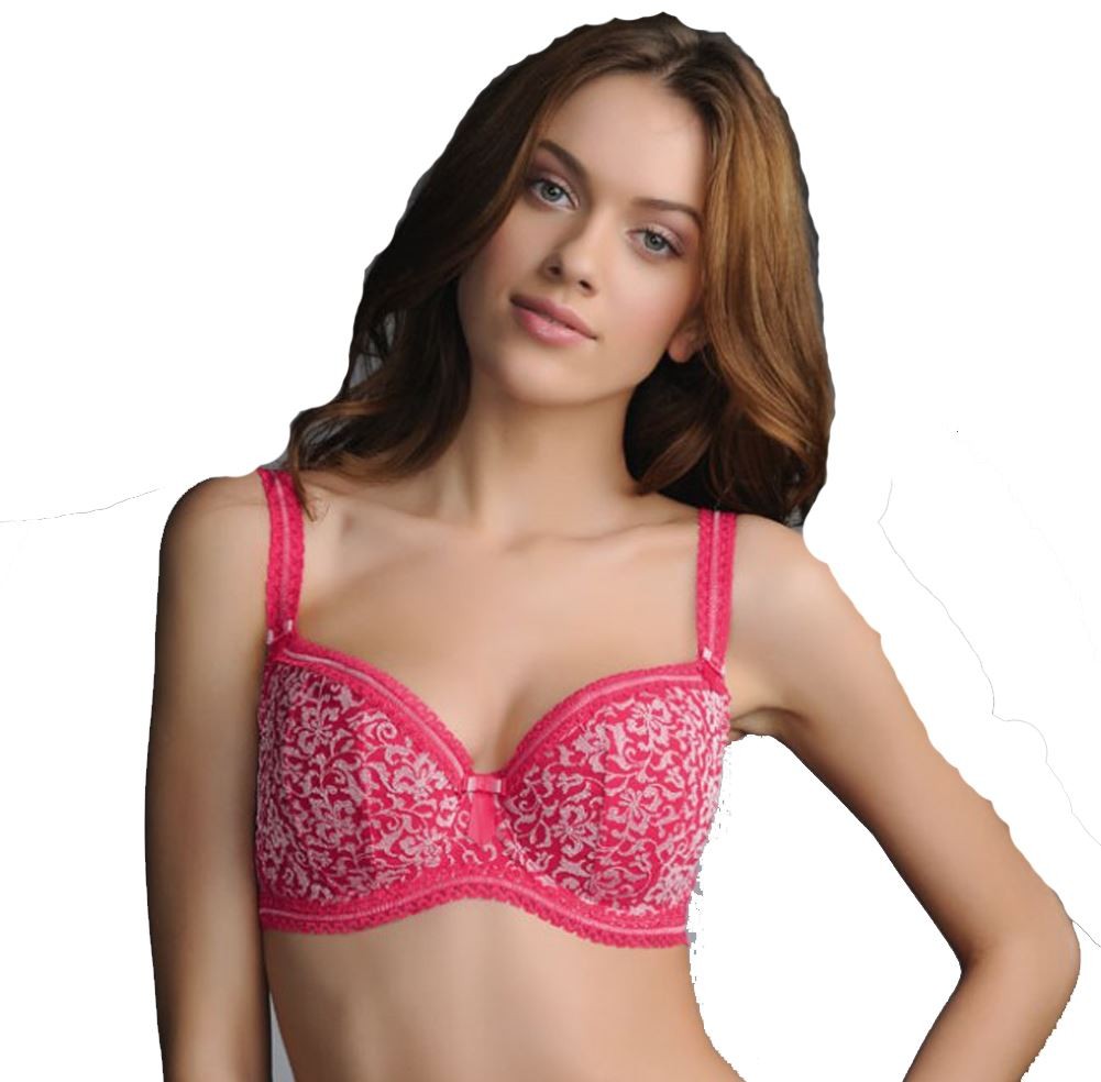 Ladies Fauve Emmanuelle FV0091 Underwired Half Cup Padded Bra (Lipstick) LIK 36B