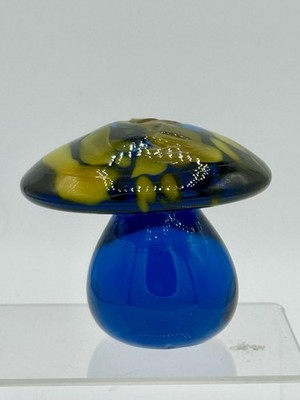 Vintage Blenko Glass Mushroom Paperweight - #7020S - Turquoise