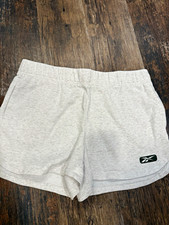 Reebok Women s Gray Solid Athletic Shorts with Green Logo - XL