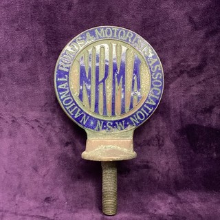 Vintage NRMA NSW Car Grill Badge Blue Enamel Registered Mascot MO#8771