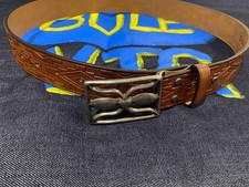 RRL Leather Studded Belt Oval Etched Buckle Western Vintage sz32