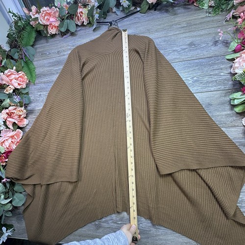 Chicos Sweater Open Front Cardigan Wrap One Size Women’s Brown Ribbed Knit Shawl - Picture 8 of 11