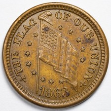 1863 The Flag Of Our Union / Dix Shoot Him On The Spot Civil War Token CWT