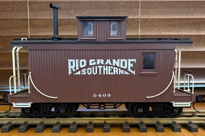MDC G Scale G4824 Caboose Rio Grade Southern (Brown) 0409 w/Kadee Couplers & Box
