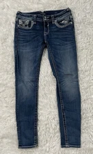 Vigoss Jeans Y2K NY Skinny Western Embellished Low Rise Rhinestone Womens 29