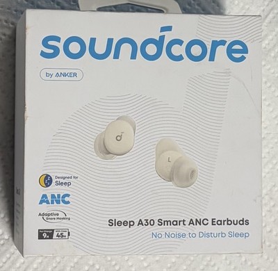 Soundcore Sleep A30 Smart ANC Sleep Earbuds Anker NEW Sealed White D1301 45H
