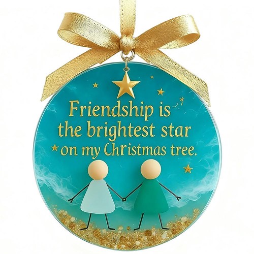 Christmas Bauble Decoration - Friendship Acrylic Sea Glass Bell Ornaments 1pcs, - Picture 21 of 21