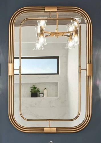 Zerbot Aged Brass 28 1/4" x 42 1/4" Rectangular Wall Mirror - Picture 1 of 6