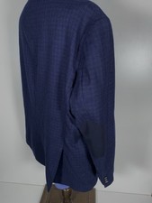 Jos A Bank 1905 Tailored Fit 52L Blue Black Tweed Elbow Patch Sport Coat Jacket