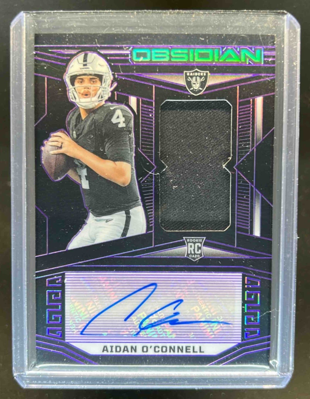 2023 Obsidian Aidan O'Connell Jersey Electric Etch Purple Auto #28/75