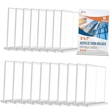 18 Pack Acrylic Sign Holder 5x7 Inches Clear Picture Frame Vertical Table