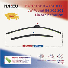 Scheibenwischer Vorne Satz für VW Passat B6 Limousine Variant 2005-2010 mit Tuch