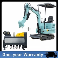 1.4Ton Mini Excavator KUBOTA Diesel Engine with Flail Mower Attachment USA STOCK