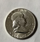1951 P Franklin Half Dollar AU+. 90% Silver.