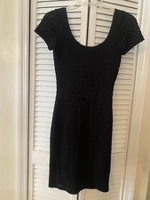 Fashion Nova Women's Black Ribbed Bodycon Mini Dress Size S Sexy Club