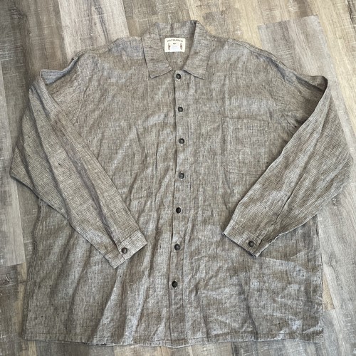 Haymaker Linen Button Up Relaxed Fit Lagenlook shirt sz Large Long Sleeve - Picture 2 of 20