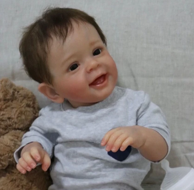 60cm Reborn Baby Puppe Lebensecht Weiches Vinylsilikon Stoffkörper Reborn Xmas - Bild 4 von 4