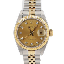 Rolex Datejust 69173 26mm Champagne Diamond Dial 18KY Gold Steel Auto Watch 1991